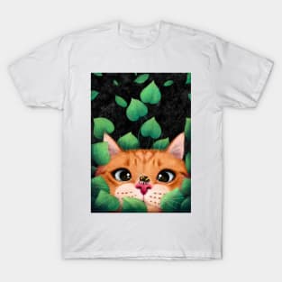 Cat in the leaves T-Shirt